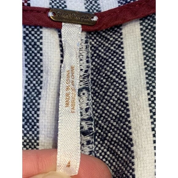 Free People Linen Cropped Pants Mod Stripe Women's Size 4 Red, White, Blue - Picture 6 of 8